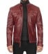 Hand-Waxed Mens Cafe Racer Maroon Leather Jacket