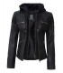 black leather jacket with hood women