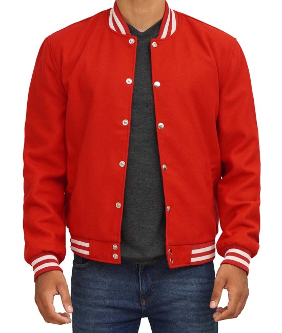 red letterman jacket for men