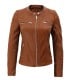 women brown leather jacket with hood