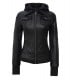 womens black leather jacket with hood