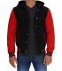 Mens Black and red hooded Varsity jacket