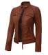 brown leather biker jacket womens