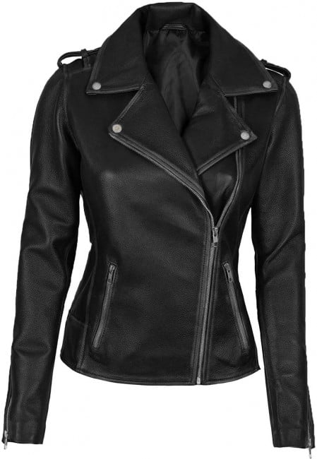 Womens Black Biker Leather Jacket