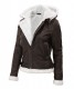 dark brown shearling leather jacket for women