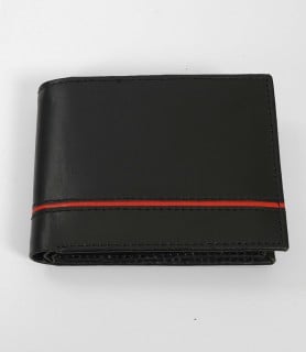 black red stripe leather wallet