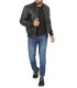 black leather button jacket