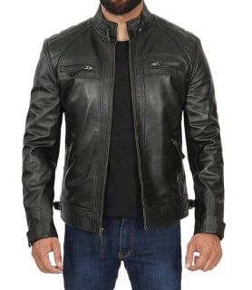 black leather jacket men