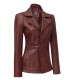 womens brown leather blazer