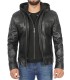 mens leather hooded jacket