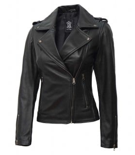 genuine black leather jacket women