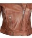 brown leather biker jacket womens