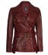 maroon distressed leather jacket women