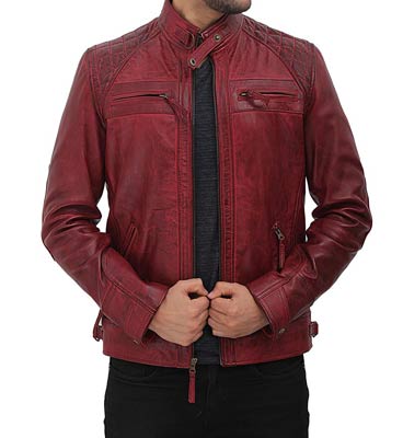 Maroon Leather Jacket for men
