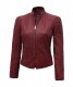 Women maroon Leather jacket