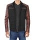 Mens Biker Cotton Jacket with Leather Sleeves