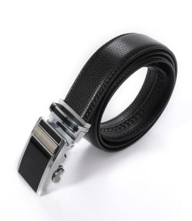 Black leather Belt with Silver Buckle
