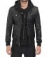 hooded leather jacket mens
