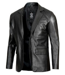 black leather blazer men