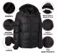 Mens Black Hooded Puffer Jacket