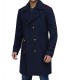 Blue Double Breasted Wool Coat