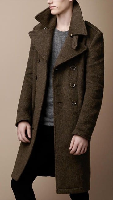 dark brown wool coat for men