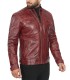 Hand-Waxed Cafe Racer Maroon Leather Jacket
