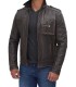 Mens Distress brown leather jacket
