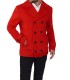 Red double-breasted wool coat
