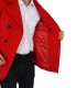 Red double-breasted wool coat