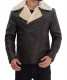 Mens Fur Collar Brown Shearling Leather Jacket