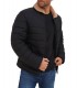 black quilted puffer jacket with brown collar