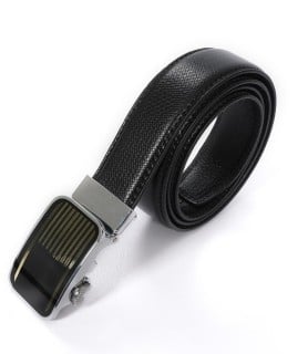 Golden Black buckle black leather belt
