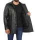 mens black leather car coat
