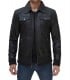 Mens Leather Jacket with removable hood