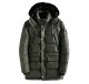 Green puffer jacket with fur hood