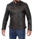 mens dark brown distressed leather jacket