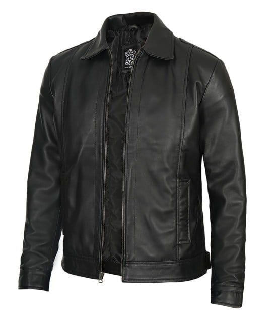 black mens leather jacket