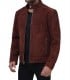 Mens brown suede leather jacket