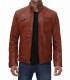 hooded tan leather jacket