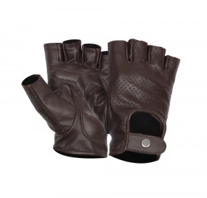 Brown Biker Leather Gloves