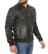 Portwood Black Bomber Style Snuff Leather Jacket