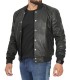 Black Portwood Bomber Style Snuff Leather Jacket