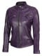 Women Purple Cafe Racer Leather Jacket