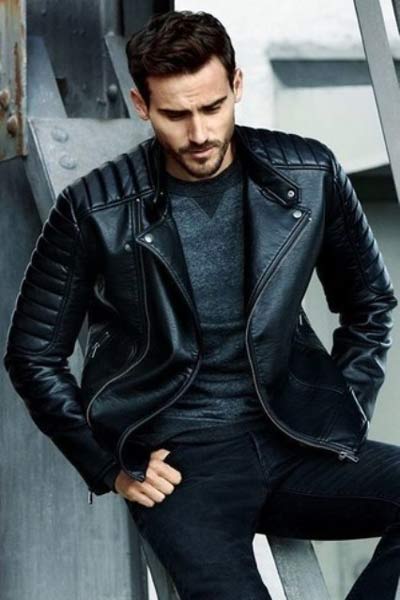 Quilted leather jacket mens