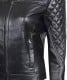 black leather biker quilted jacket