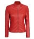 womens red cafe racer leather jacket