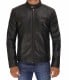 multi pockets black lambskin leather jacket