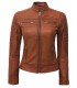 tan women leather jacket