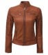 tan women leather jacket